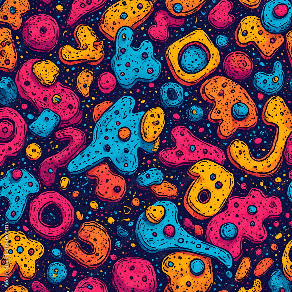 Naklejka premium Playful Abstract Shapes in a Fun Confetti Scene