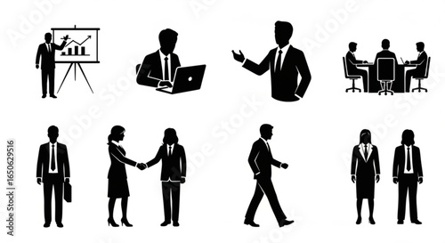 Business people silhouettes vector illustration for professional presentation and corporate communication design