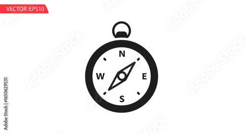 Compass navigation tool icon vector illustration for travel exploration and direction finding design element