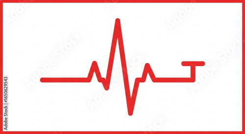 Red ekg heartbeat line vector graphic for medical healthcare and cardiology design projects and presentations