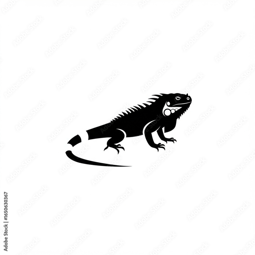Fototapeta premium Iguana Silhouette Reptile Vector Illustration Wildlife Graphic Design