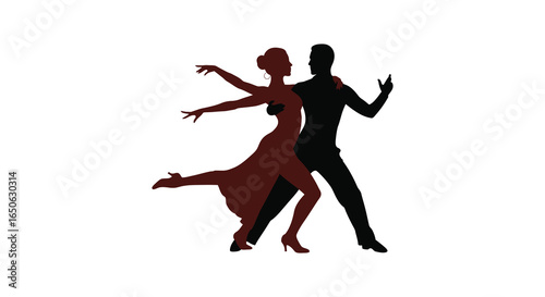 Couple dancing together in elegant poses and movements