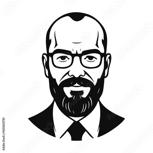 Man icon, businessman avatar vector, office worker icon, hipster face design, graphic male portrait, businessman avatar, bearded man, office worker, hipster face, male portrait