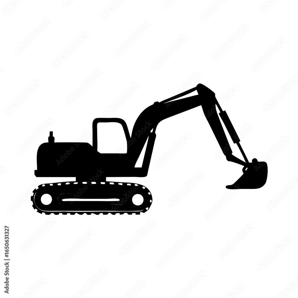 Naklejka premium Heavy construction excavator machine silhouette