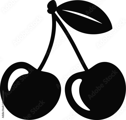 Twin cherries with leaf fruit food