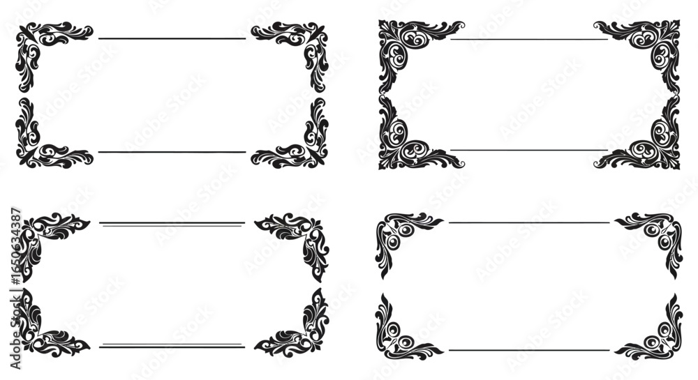 Obraz premium Set of ornate frames with floral designs and blank text lines