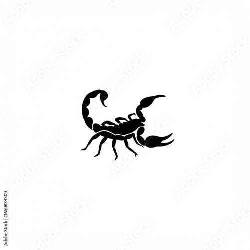 Black scorpion silhouette icon. Simple vector graphic of a dangerous arachnid, isolated on a white background for logo or design.