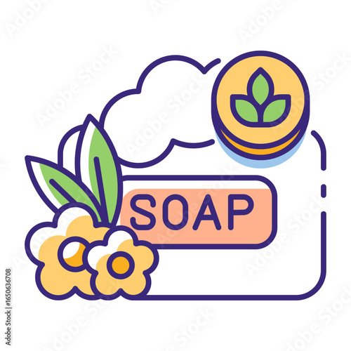 This Organic soap icon is suitable for Organic Product, etc.