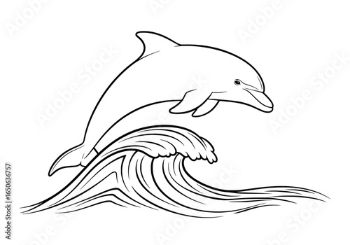 Joyful dolphin leaps through breaking ocean wave, capturing pure aquatic freedom and natural beauty.
