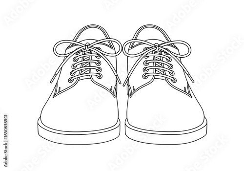 Classic Oxford shoes presented from a frontal perspective, showcasing detailed lacing and stitching for a timeless look.
