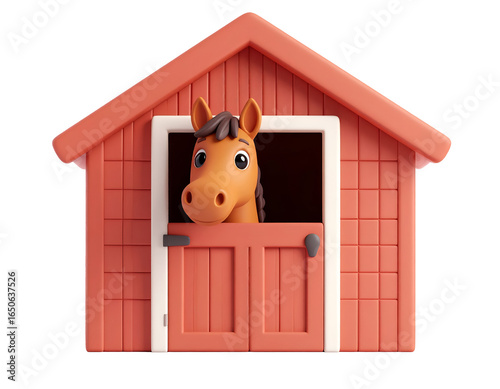 3D Cartoon Horse Stable Illustration