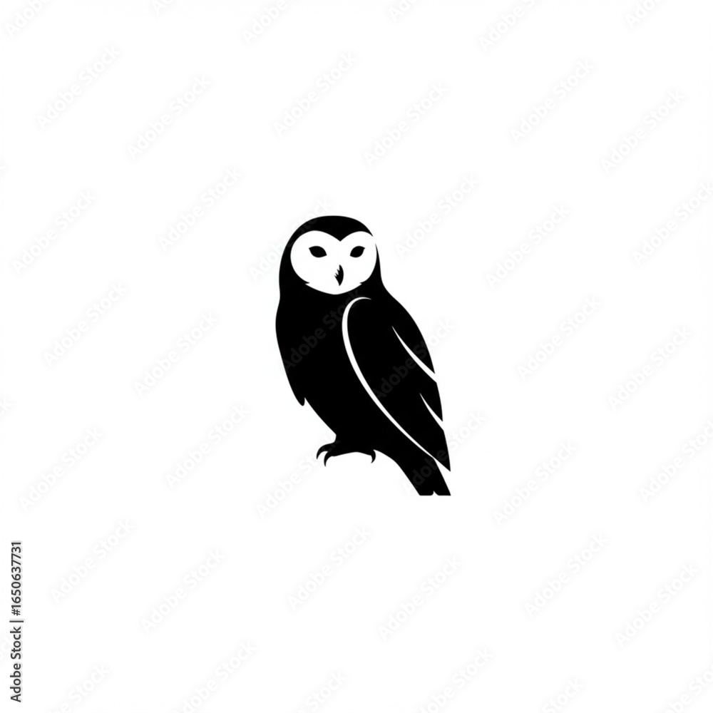 Fototapeta premium Majestic Owl Silhouette Elegant Black and White Bird Illustration