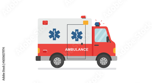 Emergency Medical Service Ambulance Illustration Healthcare, Rescue, and Transportation Concept