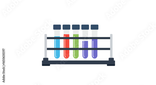 Colorful Test Tubes in a Rack Science and Chemistry Concept for Experiments and Research