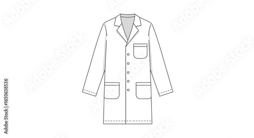 Classic Lab Coat Technical Drawing  Medical Professional Apparel Design