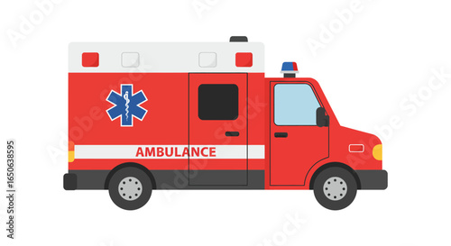 Emergency Medical Services A Vector Illustration of a Red Ambulance Ready for Action