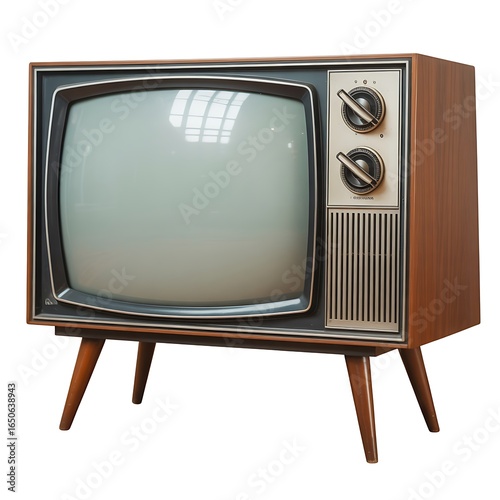 Vintage television isolated on white background