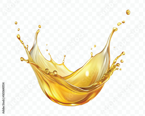abstract 3d  fresh olive or engine oil splash in wavy style isolated on transparent background