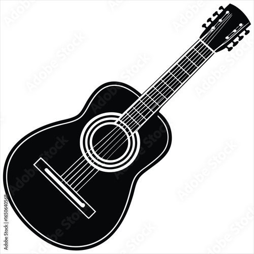 Guitar icon. Classical acoustic guitar. Electric guitar isolated on white background. Acoustic Guitar. Acoustic guitar silhouette. Vector. Flat guitars. Generic Guitar Silhouettes.