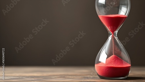 An hourglass with fast-flowing red sand beside a normal one, illustrating misdiagnosed aging.