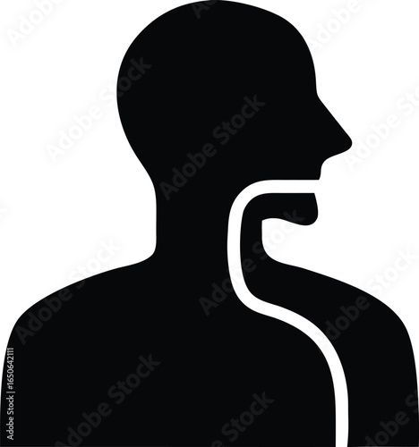 Esophagus Vector Silhouette Icon