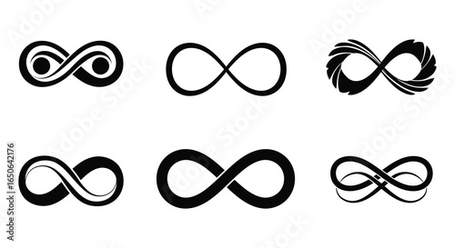 Infinity symbols in different styles on a white background