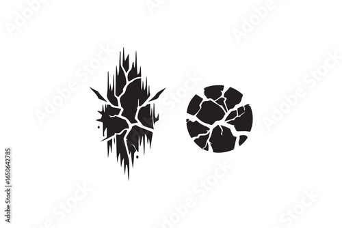 Ground cracks hole shape element silhouette vector design