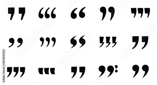 A collection of various quotation marks and apostrophes in black