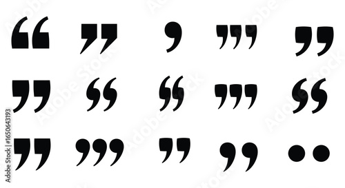 Collection of various quotation marks and apostrophes on a white background