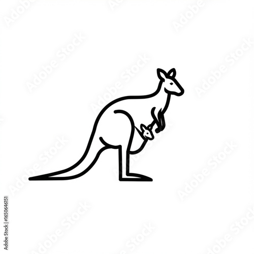 Simple line art illustration of a kangaroo.