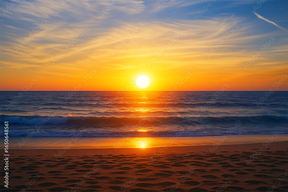 Obraz premium Scenic view of sea against cloudy sky during sunset 