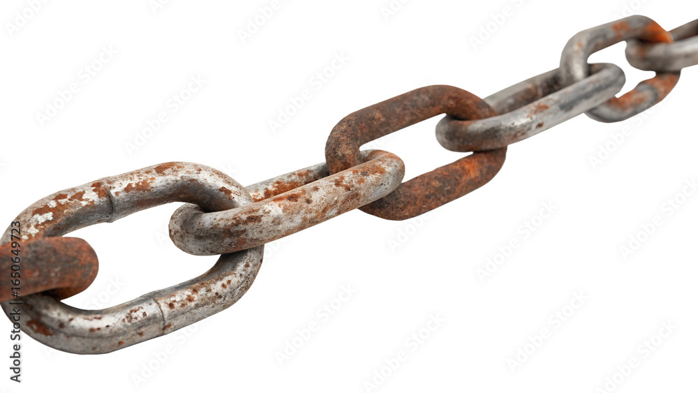 Fototapeta premium Rusty metal chain link isolated on transparent background