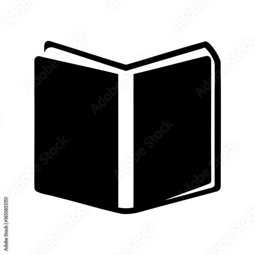 Black and white book icon design open to share its pages