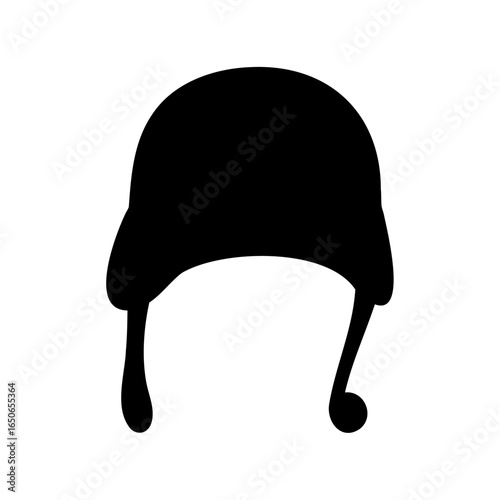 Black silhouette of a classic trapper hat, perfect for cold weather