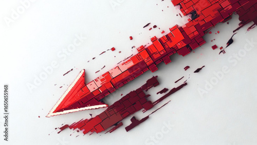  3D Pixelated Arrow with a Destructive Impact