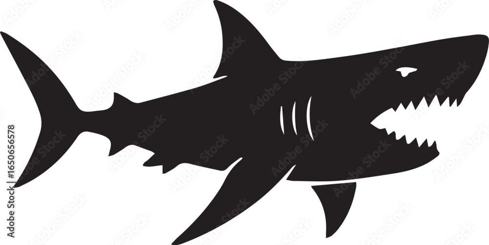 Fototapeta premium Shark Silhouette Marine Design