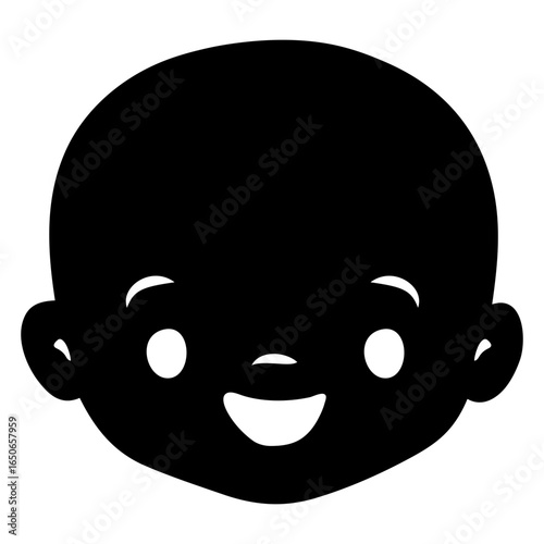 Icono con silueta de cabeza de bebé chico sonriente 