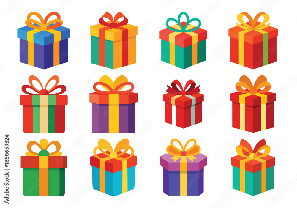 Fototapeta premium Colorful Gift Boxes Collection for Holiday Celebrations and Special Occasions