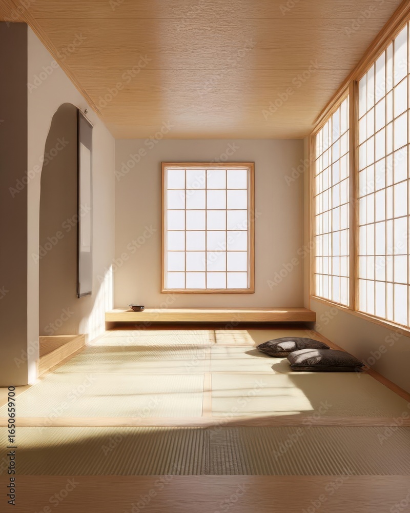 Obraz premium Minimalist Japanese Tatami Room