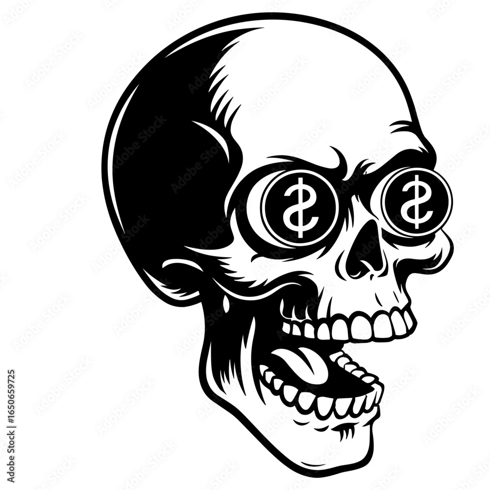 Fototapeta premium Halloween money skeleton illustration