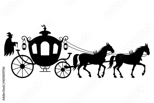 Halloween horses carriage composition