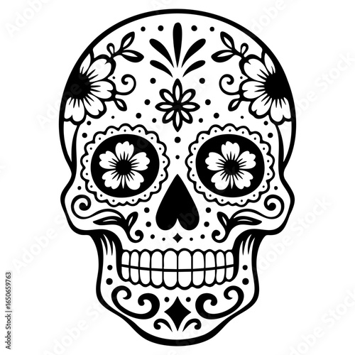 Halloween skull day of the dead illustration