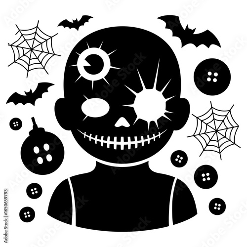 Halloween voodoo doll composition