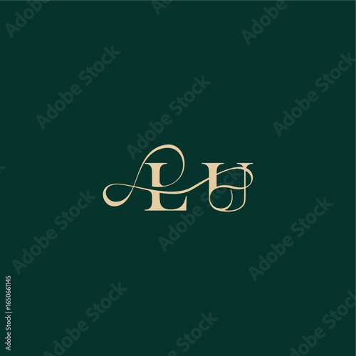monogram initial logo design elegant style with wavy line LU organic curve wedding letter