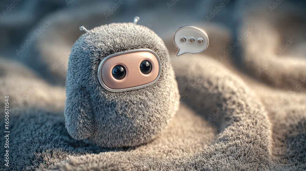 Obraz premium a cute robot character on a fuzzy surface expressing thoughts