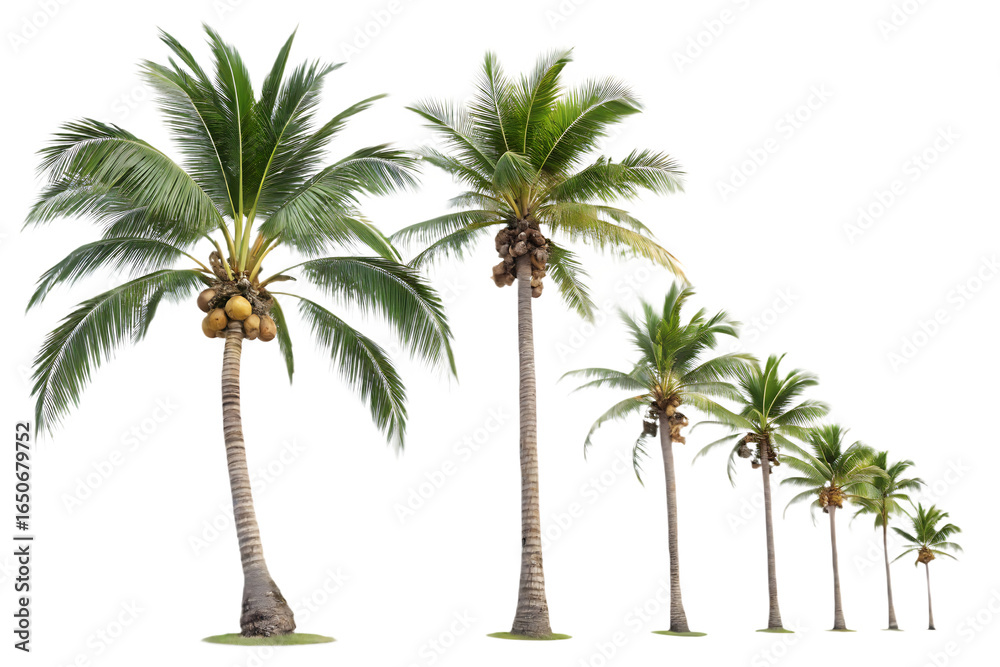 Obraz premium Coconut trees in different stems, Isolated on AI generated by PNG