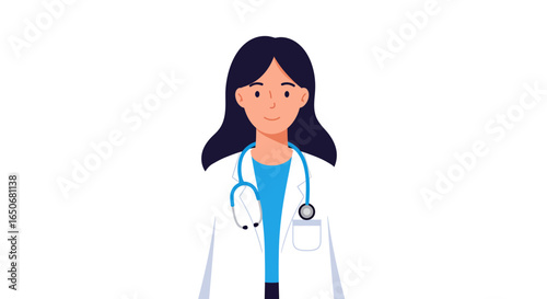 Smiling Female Doctor Illustration Healthcare Professional Avatar