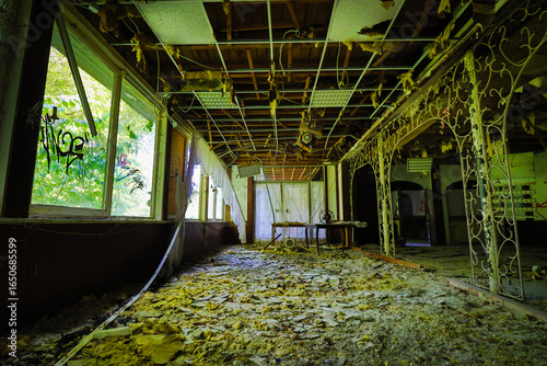 Dinner Room in an abandoned retro Hotel
