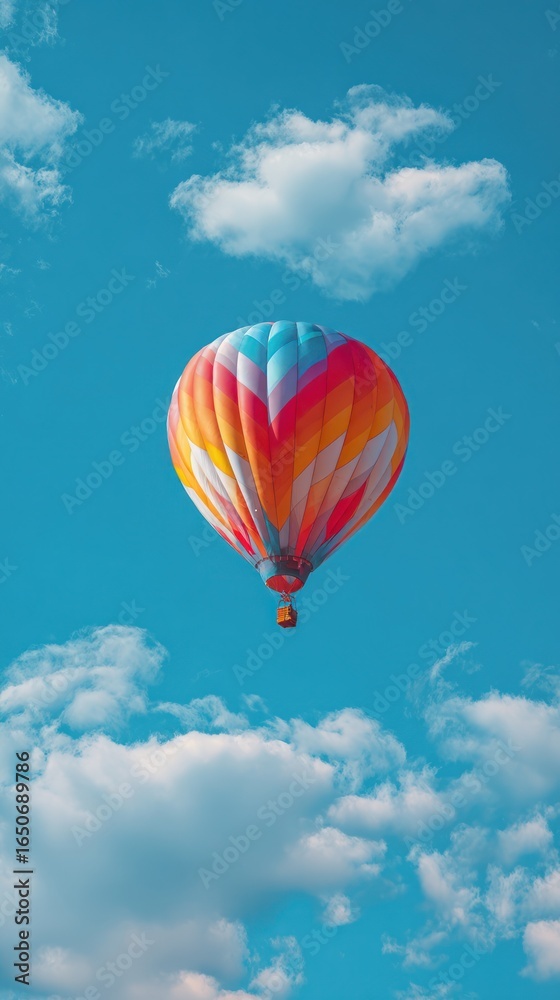 Fototapeta premium Colorful hot air balloon floats in a vibrant sky
