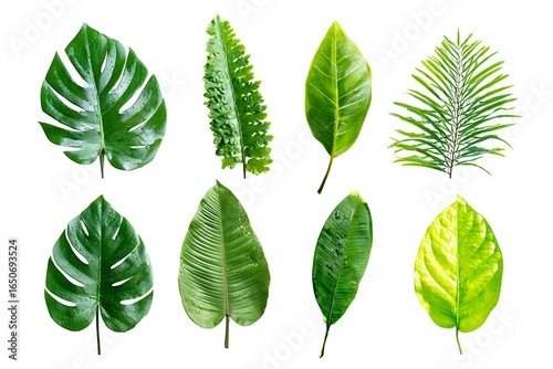 native group of steamy green lamina cut off on empty ground dissimilar separate herbal elements
